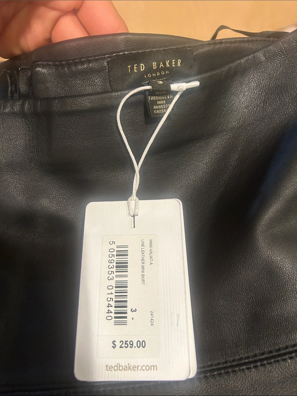Nwt Ted Baker Valiat Leather Mini Skirt size 3